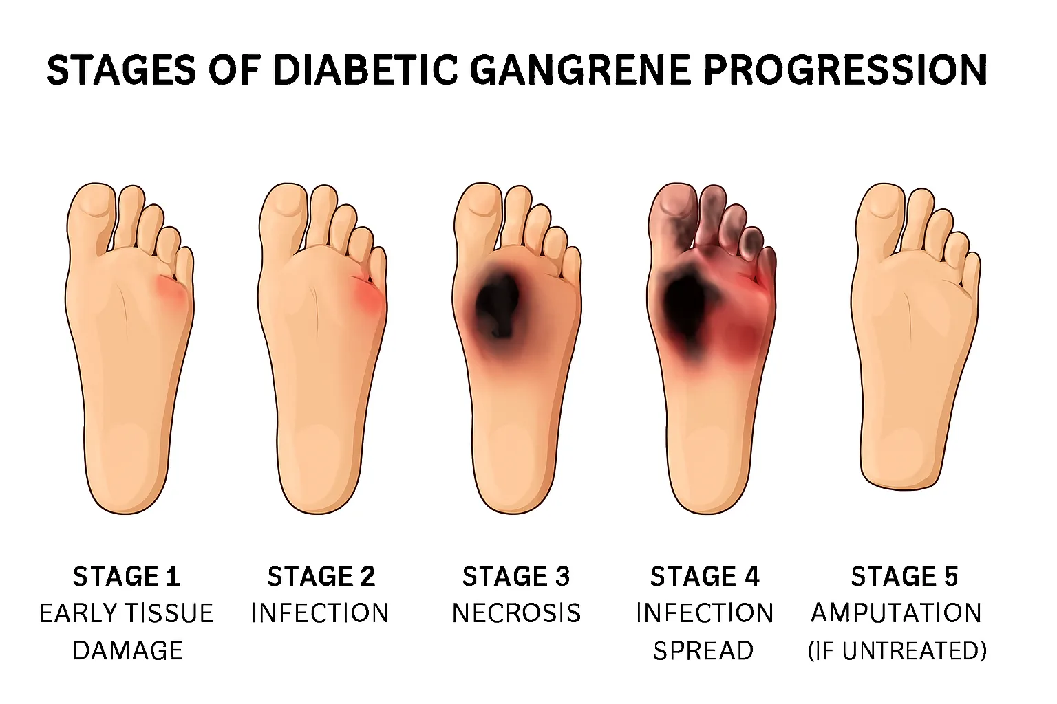 Stages of Diabetic Gangrene Progression