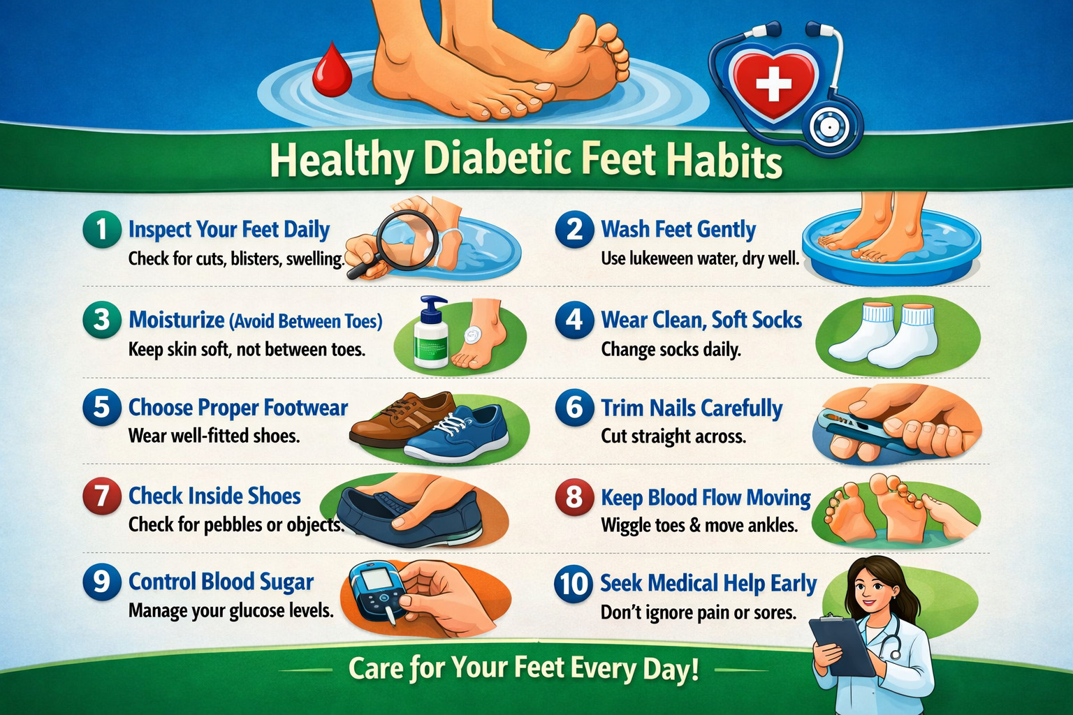 10 Daily Habits for Healthy Diabetic Feet