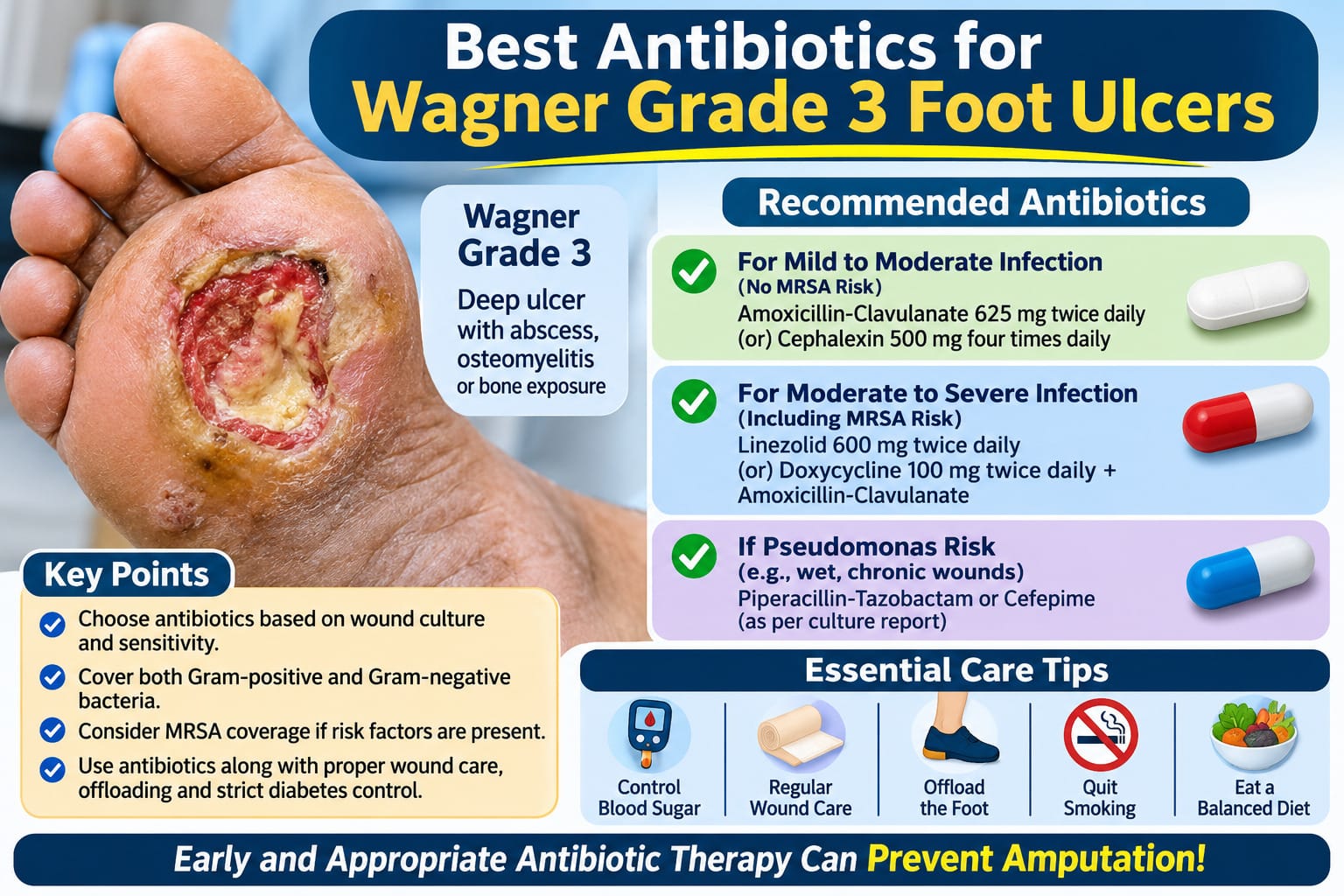 Best Antibiotics for Wagner Grade 3 Foot Ulcers